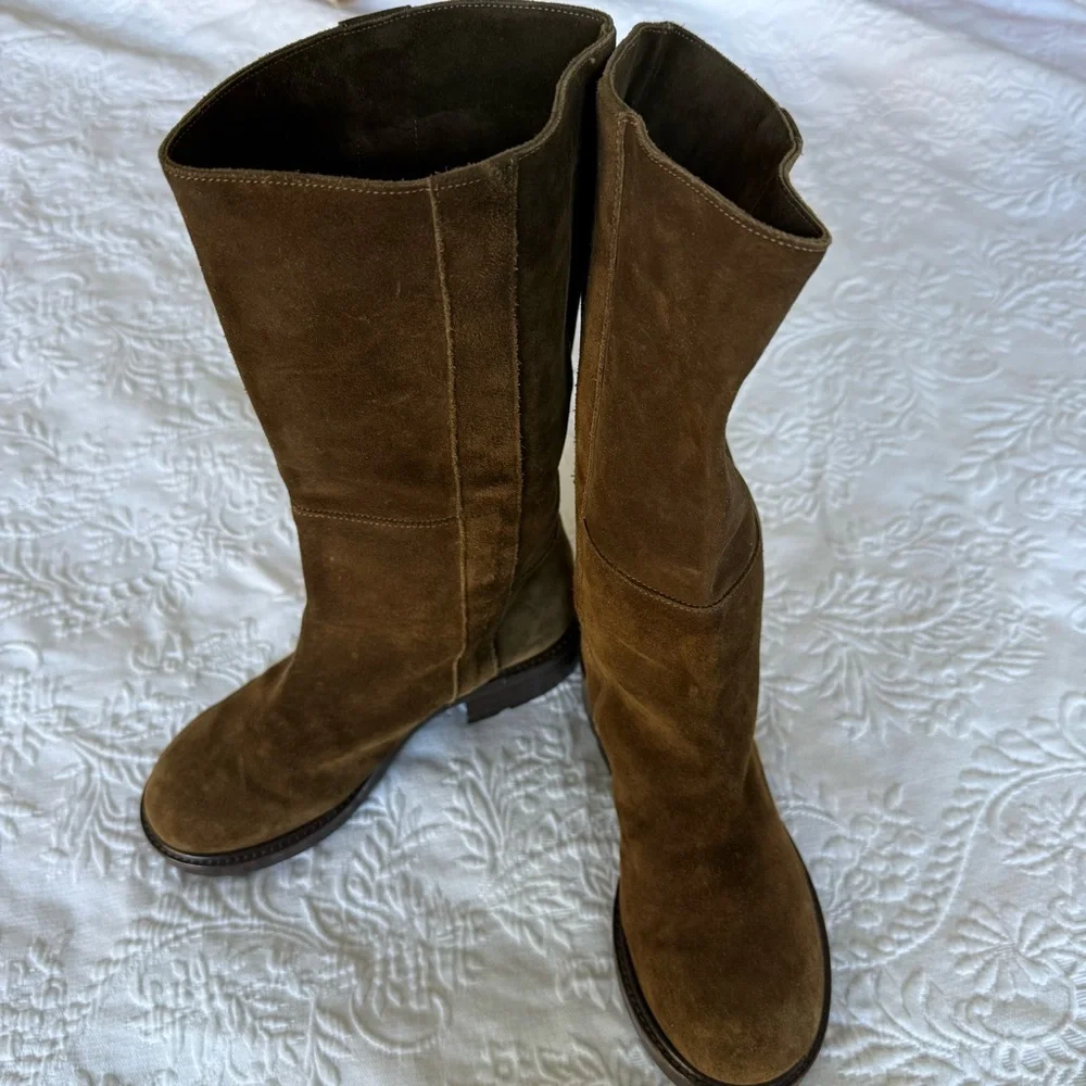 Marni Brown Suede with Lug Sole Boots. Size 5
